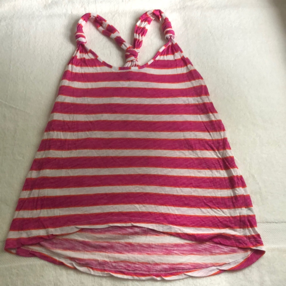 Splendid pink and white stripped razor back tank